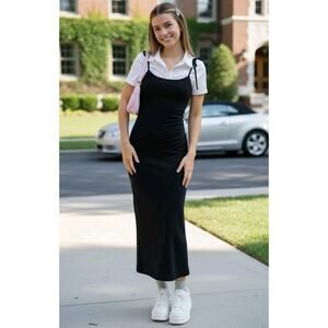 Vtg Melissa Lane Y2K Black Whimsigoth Preppy Evening‎ Maxi Dress Womans Size 8